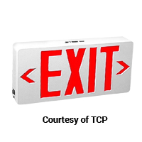 TCP RED LED EXIT SIGN UNIVERSAL AC ONLY WHITE HOUSING