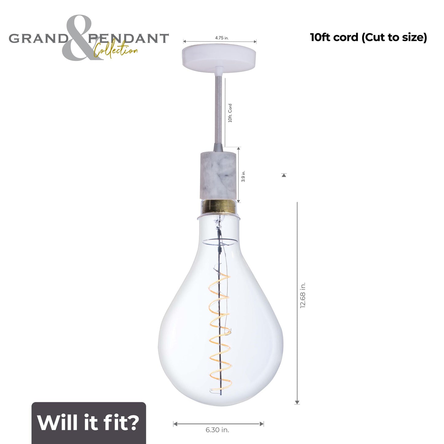BULBRITE LED4PS52/22K/FIL/PEND/HW/NAT/WHT-SILV #810174