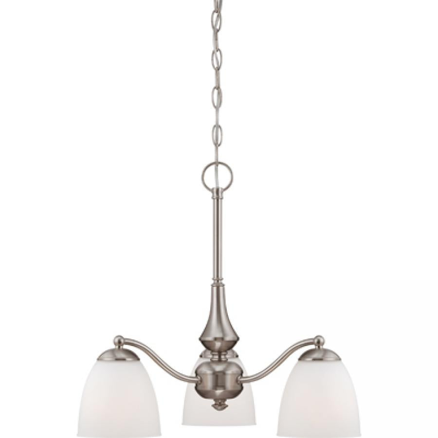 NUVO LIGHTING PATTON 3 LT CHAND ARMS DN FROSTED BN #60/5042
