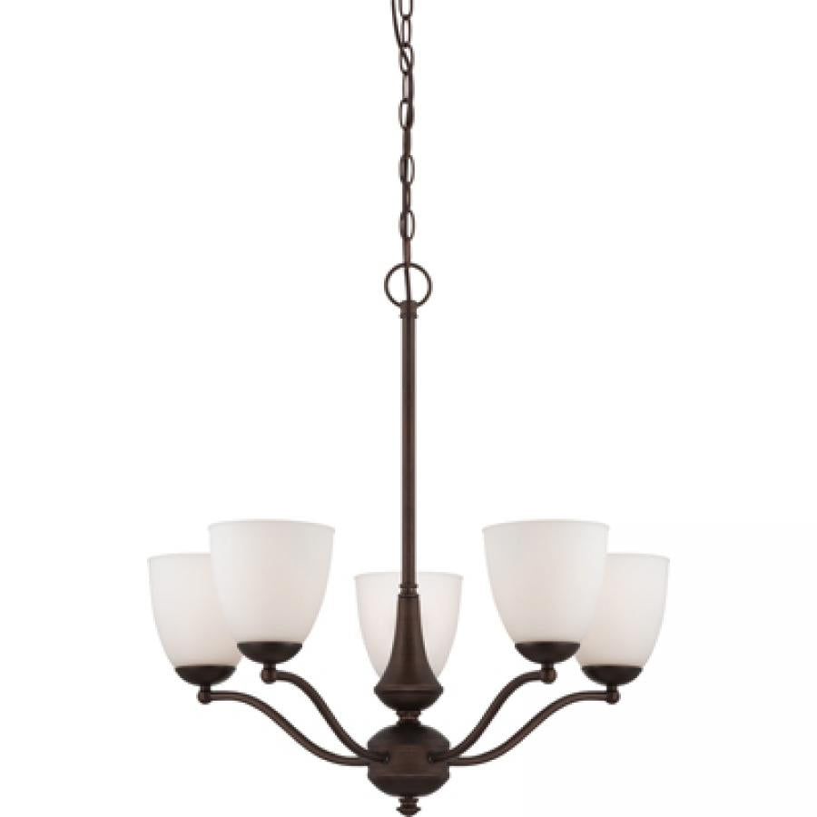 NUVO LIGHTING PATTON 5 LT CHAND ARMS UP FROSTED PR BR #60/5135
