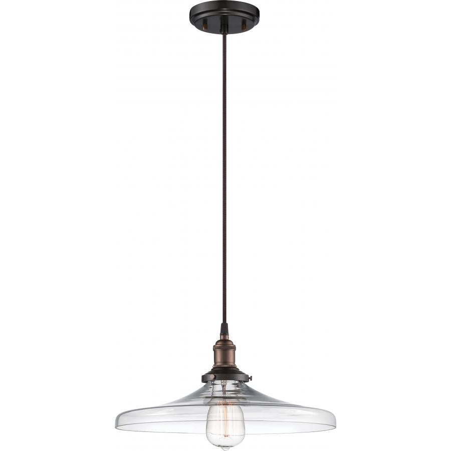 NUVO LIGHTING VINTAGE 1 LT PENDANT RB CLEAR SHADE 14" #60/5507