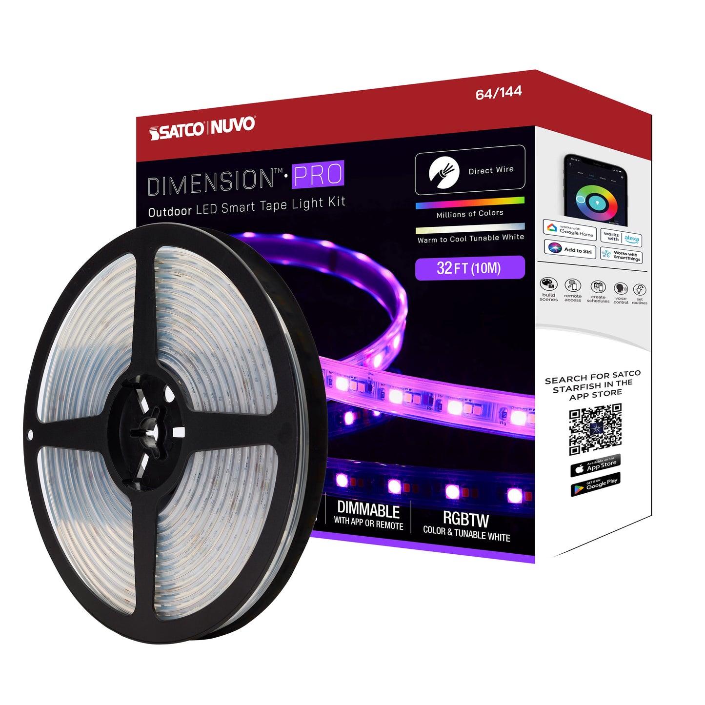 NUVO LIGHTING TAPE/RGBTW-HO/IP65/JBOX/SF/32' #64/144