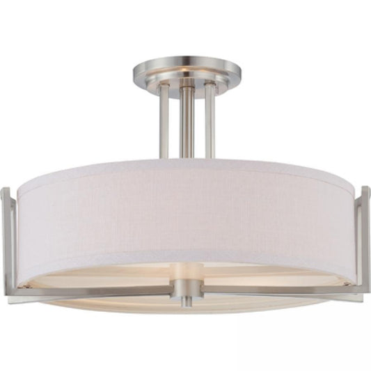 NUVO LIGHTING GEMINI 3 LT SEMI FLUSH SL GRAY #60/4758