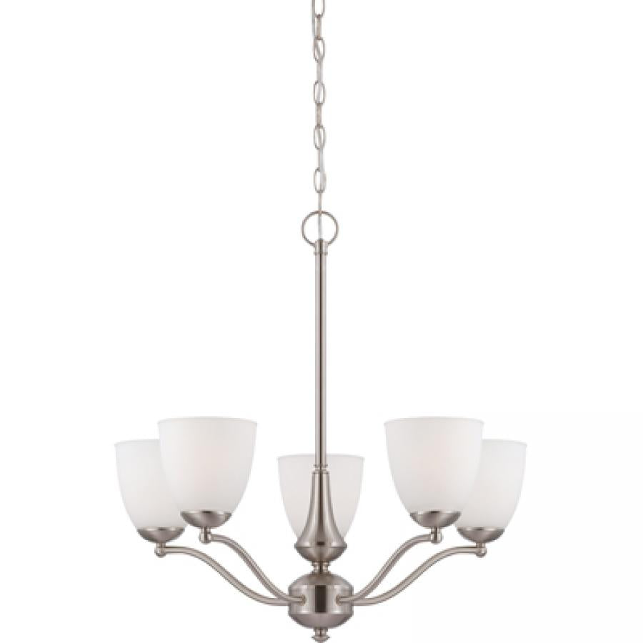 NUVO LIGHTING PATTON 5 LT CHAND ARMS UP FROSTED BN #60/5035 60-5035