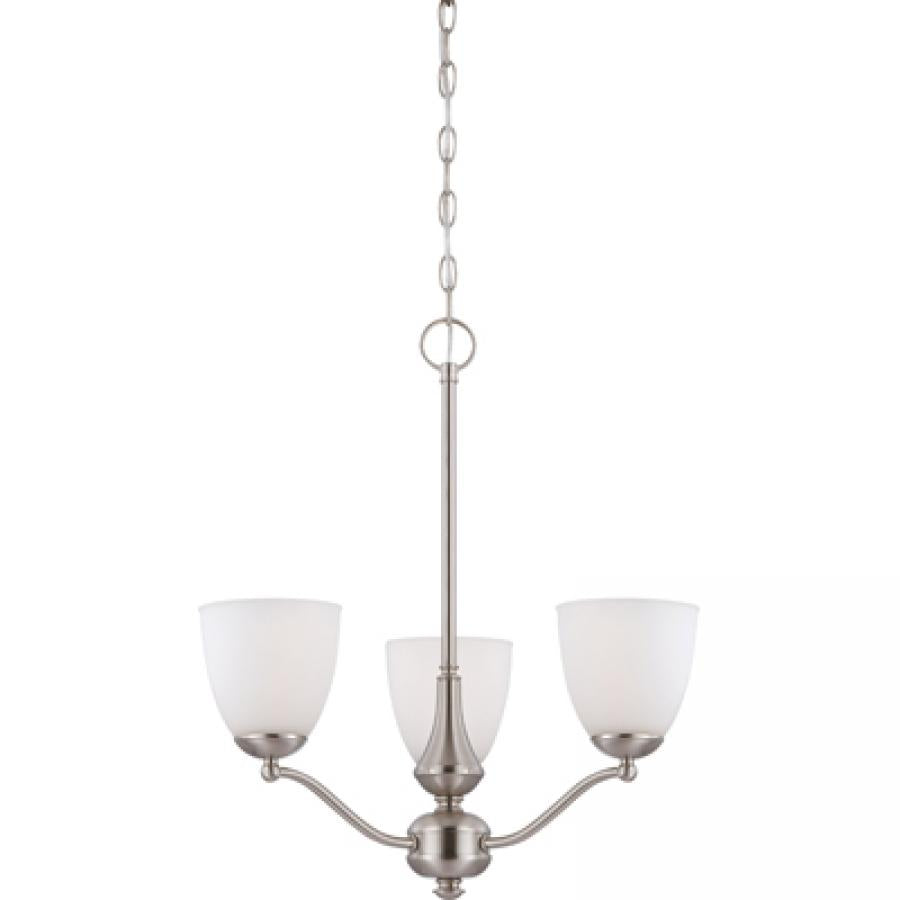 NUVO LIGHTING PATTON 3 LT CHAND ARMS UP FROSTED BN #60/5036 60-5036