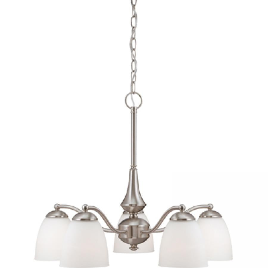 NUVO LIGHTING PATTON 5 LT CHAND ARMS DN FROSTED BN #60/5043 60-5043