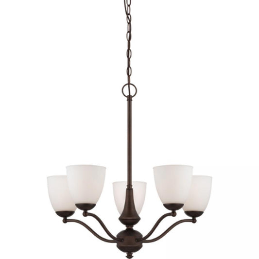 NUVO LIGHTING PATTON 5 LT CHAND ARMS UP FROSTED PR BR #60/5135