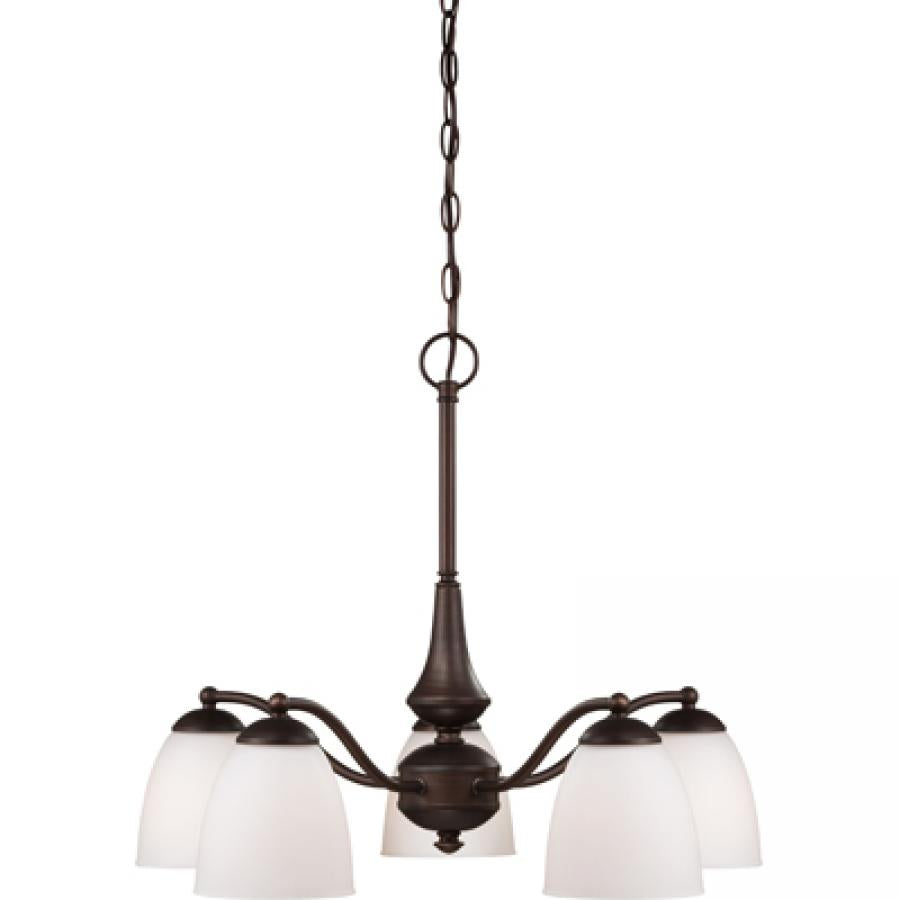 NUVO LIGHTING PATTON 5 LT CHAND ARMS DN FROSTED PR BR #60/5143 60-5143