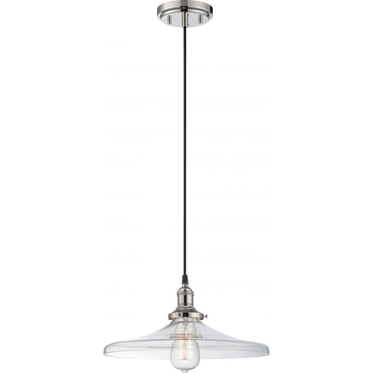 NUVO LIGHTING VINTAGE 1 LT PENDANT PN CLEAR SHADE 14" #60/5407