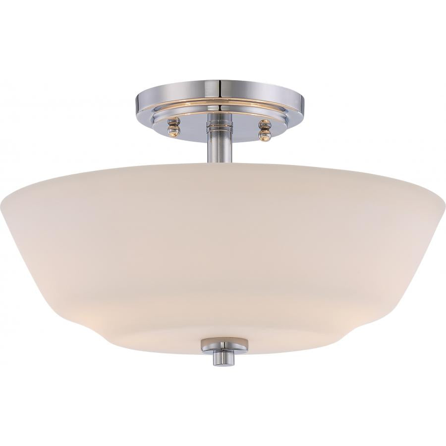 NUVO LIGHTING WILLOW 2 LT SEMI FLUSH WHI GLASS PN #60/5806 60-5806