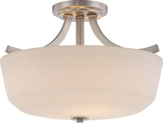 NUVO LIGHTING LAGUNA 2 LT SEMI FLUSH BRUSHED NICKEL #60/5826 60-5826