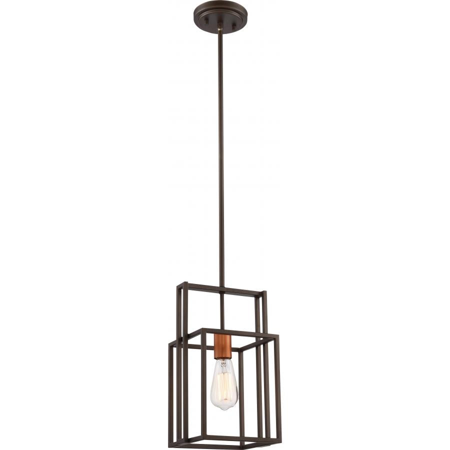 NUVO LIGHTING LAKE 1 LT MINI PEND BRONZE WITH COPPER #60/5855 60-5855