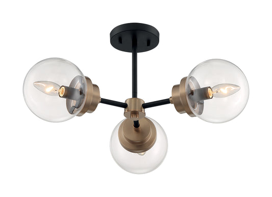 NUVO LIGHTING AXIS 3 LIGHT SEMI FLUSH MB #60/7123