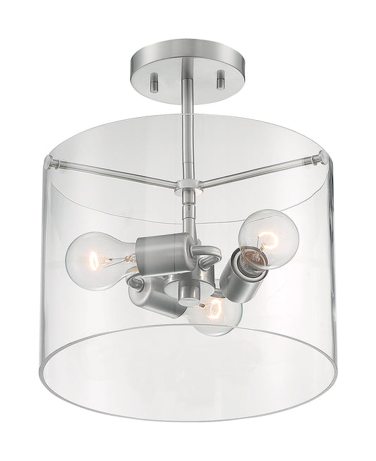 NUVO LIGHTING SOMMERSET 3 LIGHT SEMI FLUSH BN #60/7178