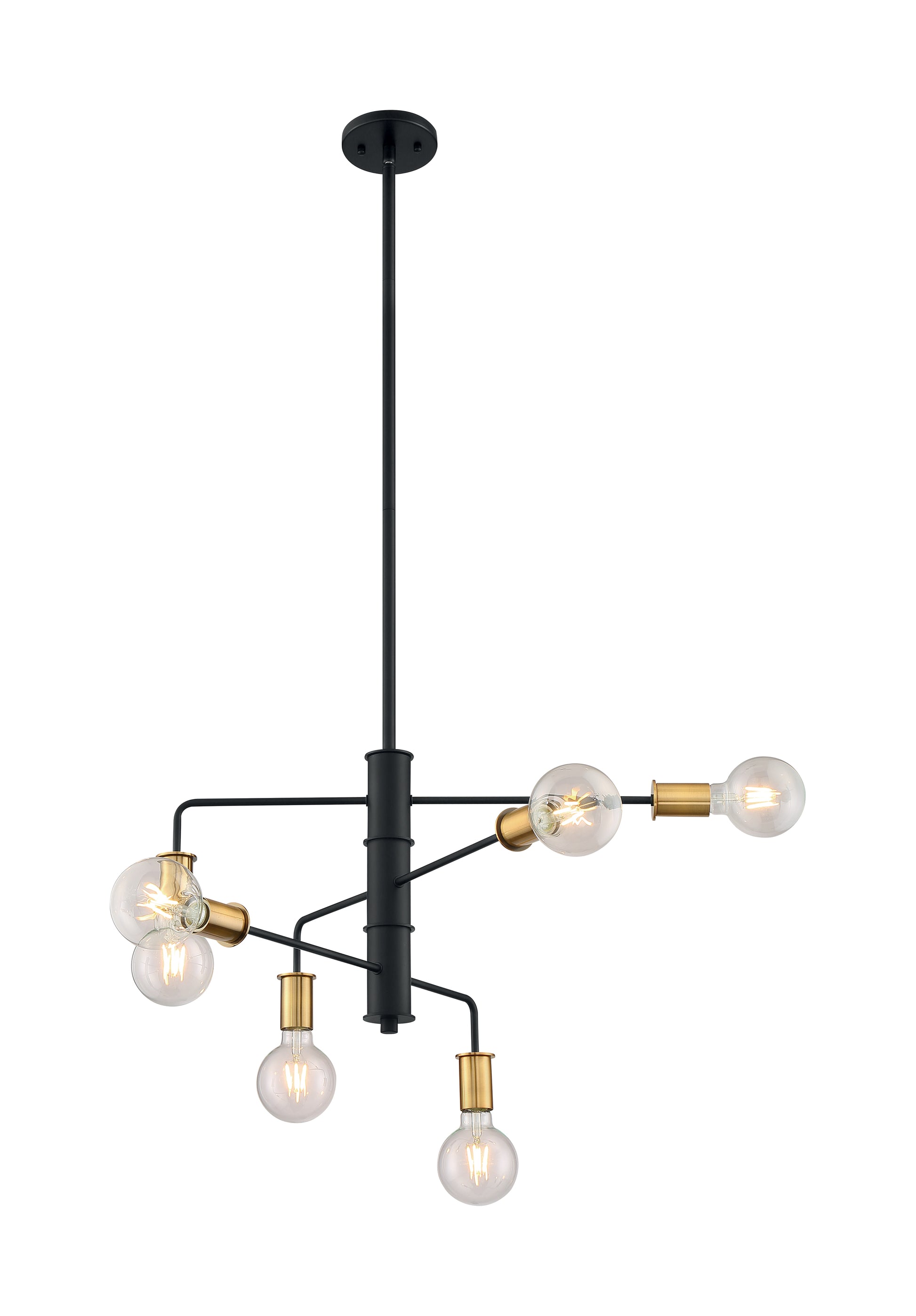 NUVO LIGHTING RYDER 6 LIGHT CHANDELIER BK BB #60/7344 60-7344