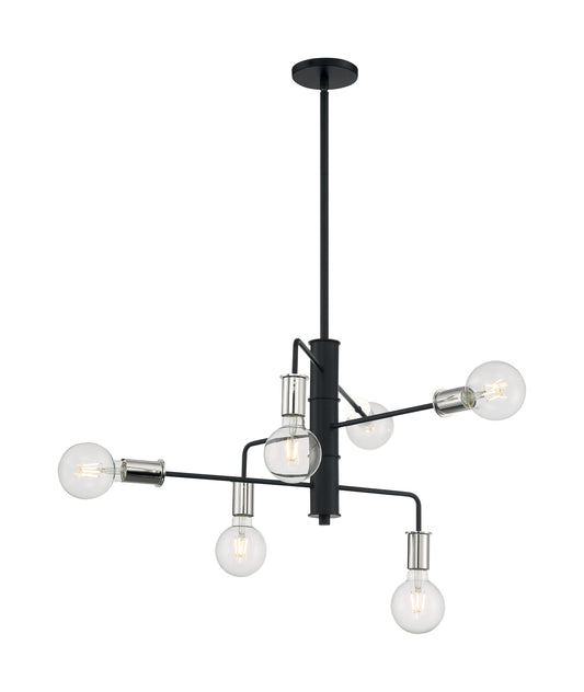 NUVO LIGHTING RYDER 6 LIGHT CHANDELIER BK PN #60/7354