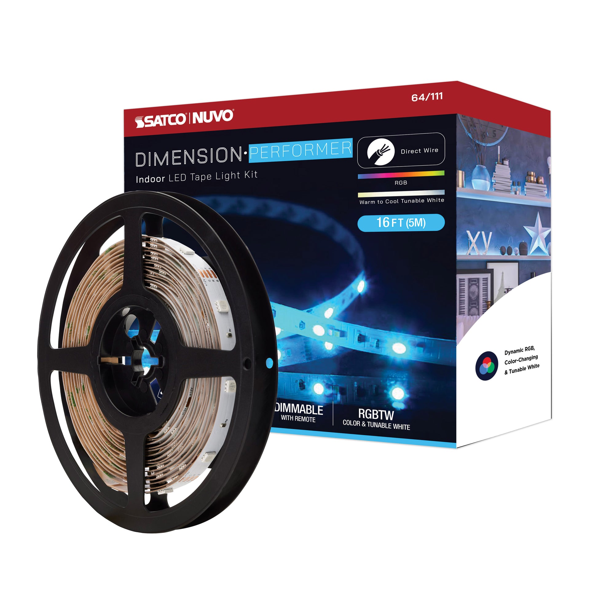 NUVO LIGHTING TAPE/RGBTW/IP20/JBOX/16' #64/111 64-111