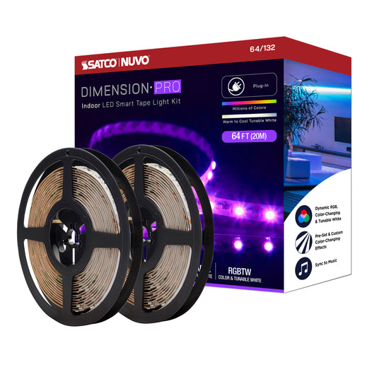 NUVO LIGHTING TAPE/RGBTW-HO/IP20/PLUG/SF/64' #64/132