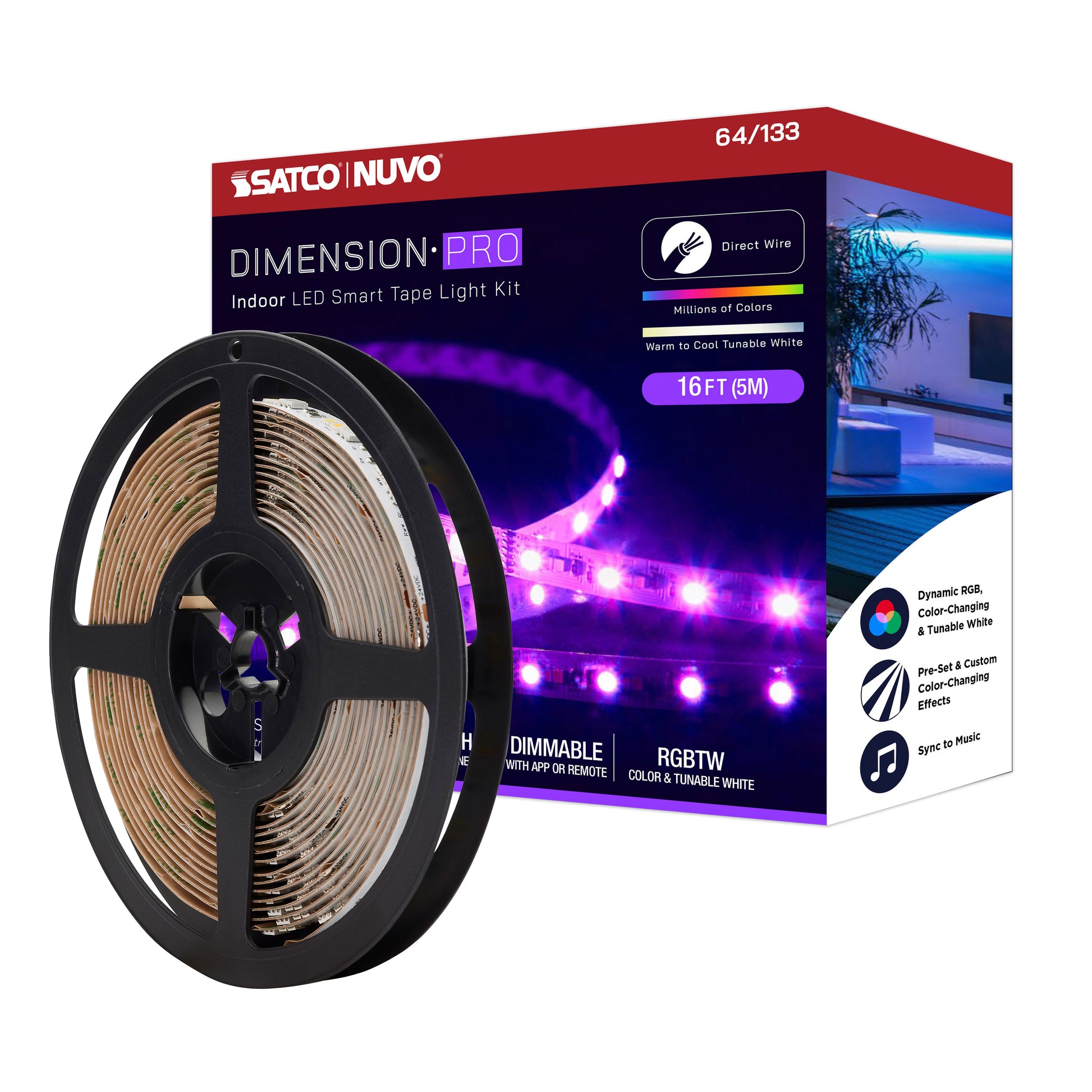 NUVO LIGHTING TAPE/RGBTW-HO/IP20/JBOX/SF/16' #64/133 64-133