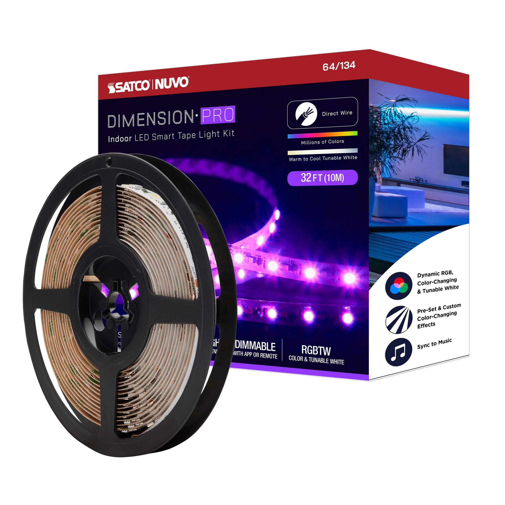 NUVO LIGHTING TAPE/RGBTW-HO/IP20/JBOX/SF/32' #64/134 64-134