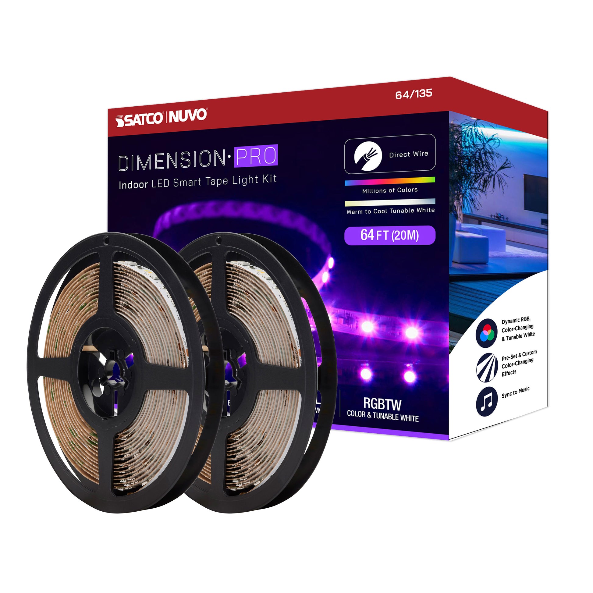 NUVO LIGHTING TAPE/RGBTW-HO/IP20/JBOX/SF/64' #64/135 64-135