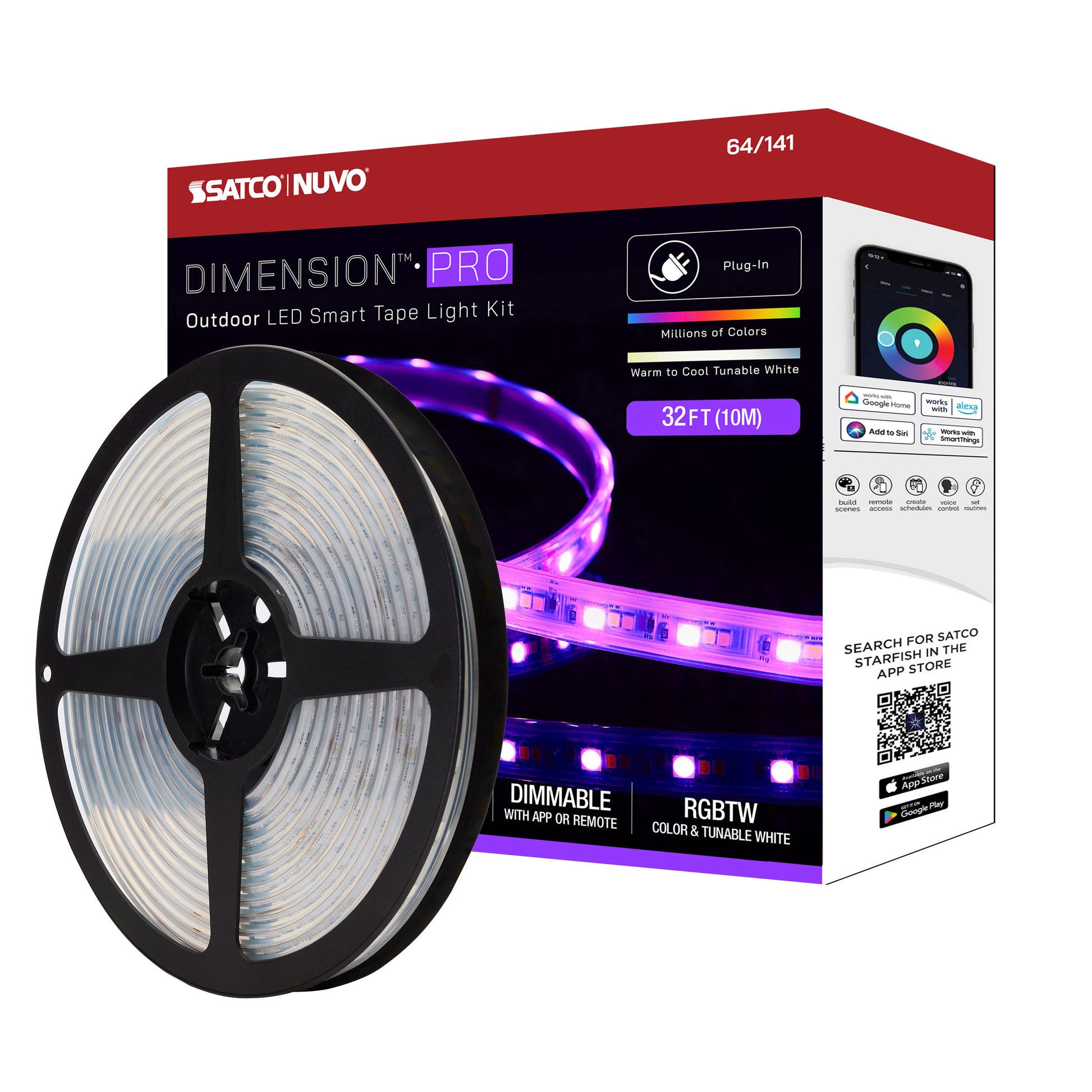 NUVO LIGHTING TAPE/RGBTW-HO/IP65/PLUG/SF/32' #64/141 64-141