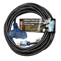Milspec PRO GLO® 12/3 SJTW LIGHTED TRIPLE TAP EXTENSION CORD WITH CGM 25'
